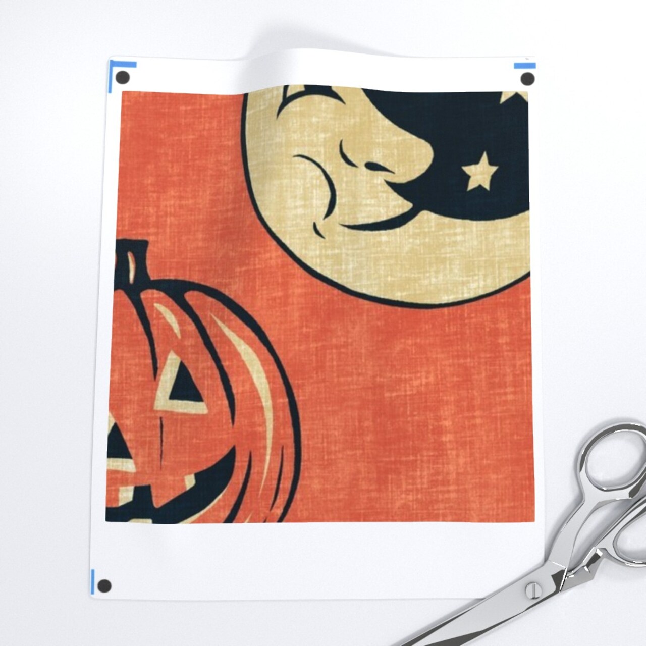 Jumbo Halloween Orange Pumpkins Black Cats Spooky Skulls Retro Moon Stars Custom Printed Fabric by Spoonflower Various Fabrics by the Yard or Fat Quarter